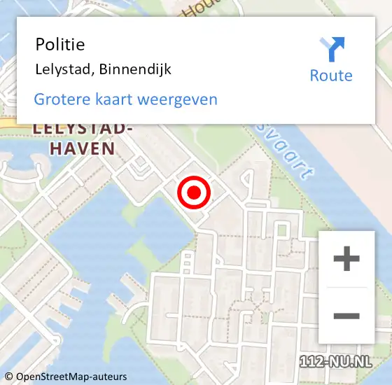 Locatie op kaart van de 112 melding: Politie Lelystad, Binnendijk op 17 juni 2020 17:24