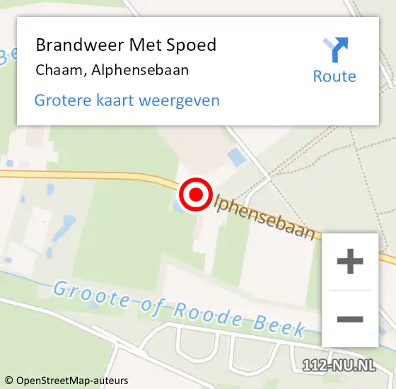 Locatie op kaart van de 112 melding: Brandweer Met Spoed Naar Chaam, Alphensebaan op 17 juni 2020 17:37