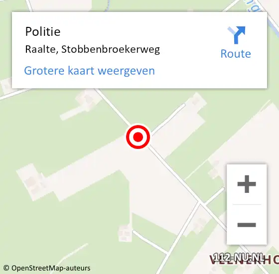 Locatie op kaart van de 112 melding: Politie Raalte, Stobbenbroekerweg op 17 juni 2020 17:58