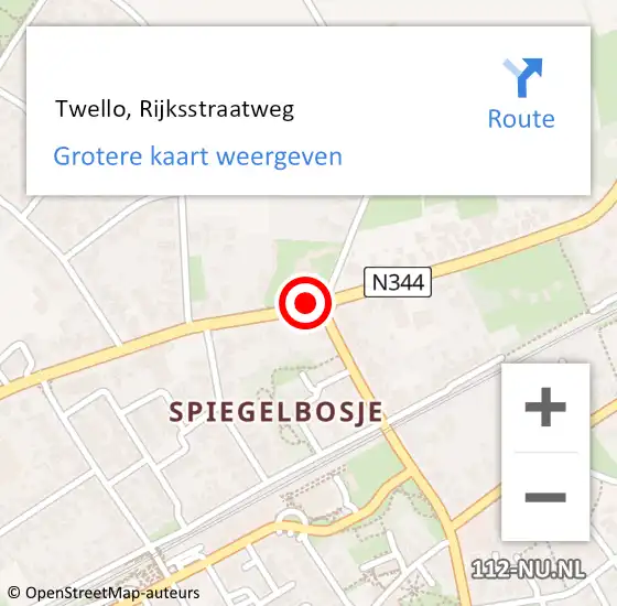Locatie op kaart van de 112 melding:  Twello, Rijksstraatweg op 17 juni 2020 18:08