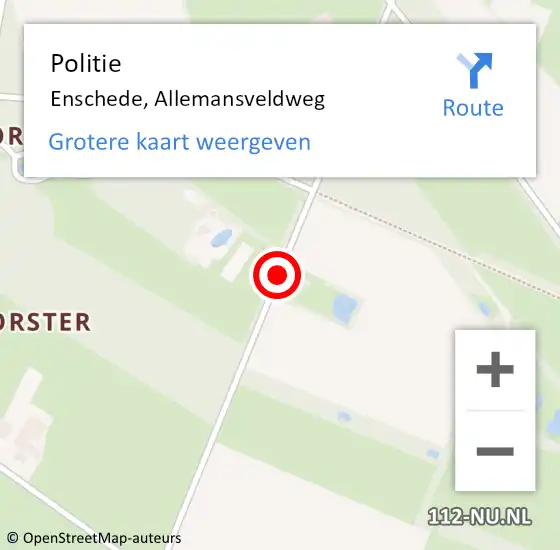 Locatie op kaart van de 112 melding: Politie Enschede, Allemansveldweg op 17 juni 2020 18:13