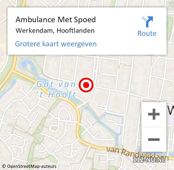 Locatie op kaart van de 112 melding: Ambulance Met Spoed Naar Werkendam, Hooftlanden op 17 juni 2020 18:36