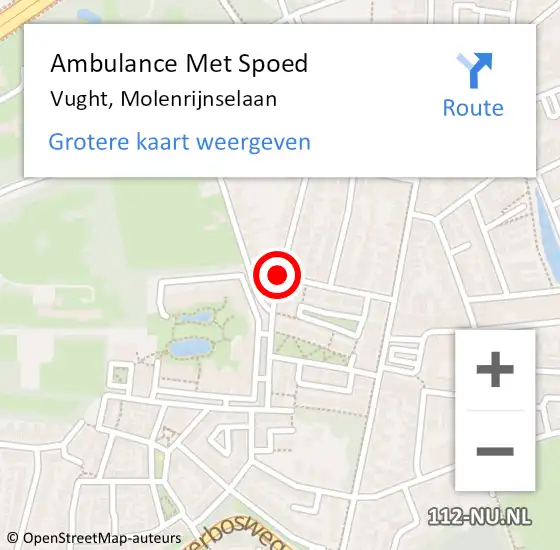 Locatie op kaart van de 112 melding: Ambulance Met Spoed Naar Vught, Molenrijnselaan op 17 juni 2020 19:04