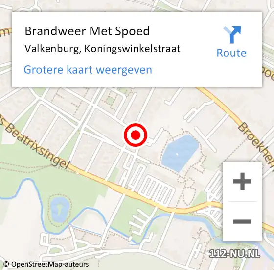 Locatie op kaart van de 112 melding: Brandweer Met Spoed Naar Valkenburg, Koningswinkelstraat op 17 juni 2020 19:10