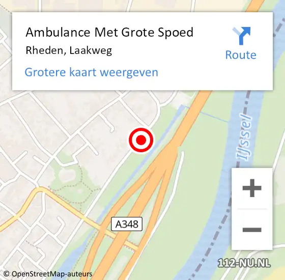 Locatie op kaart van de 112 melding: Ambulance Met Grote Spoed Naar Rheden, Laakweg op 17 juni 2020 19:14