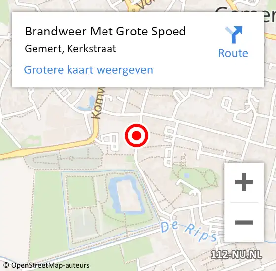 Locatie op kaart van de 112 melding: Brandweer Met Grote Spoed Naar Gemert, Kerkstraat op 17 juni 2020 19:40