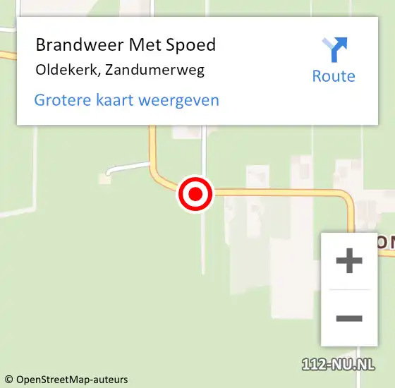 Locatie op kaart van de 112 melding: Brandweer Met Spoed Naar Oldekerk, Zandumerweg op 17 juni 2020 19:42