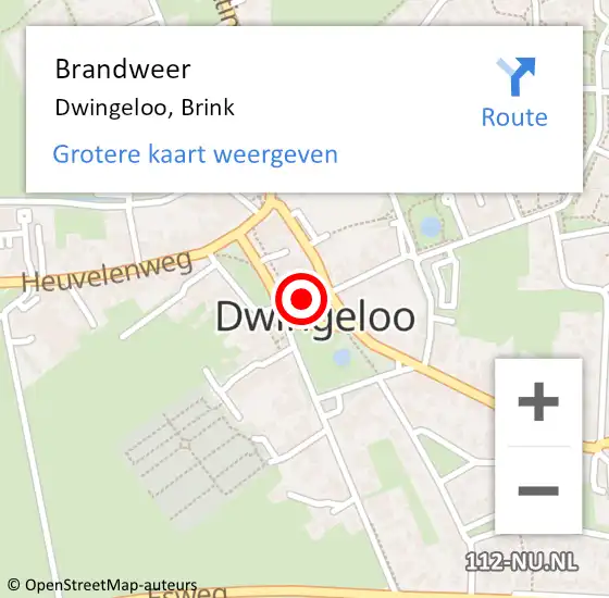 Locatie op kaart van de 112 melding: Brandweer Dwingeloo, Brink op 17 juni 2020 19:46