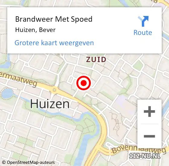 Locatie op kaart van de 112 melding: Brandweer Met Spoed Naar Huizen, Bever op 17 juni 2020 19:47