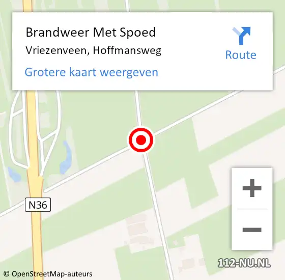 Locatie op kaart van de 112 melding: Brandweer Met Spoed Naar Vriezenveen, Hoffmansweg op 17 juni 2020 19:54