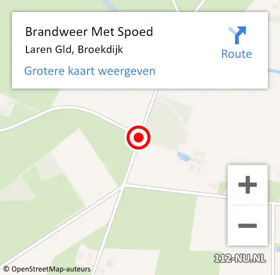 Locatie op kaart van de 112 melding: Brandweer Met Spoed Naar Laren Gld, Broekdijk op 9 mei 2014 19:51