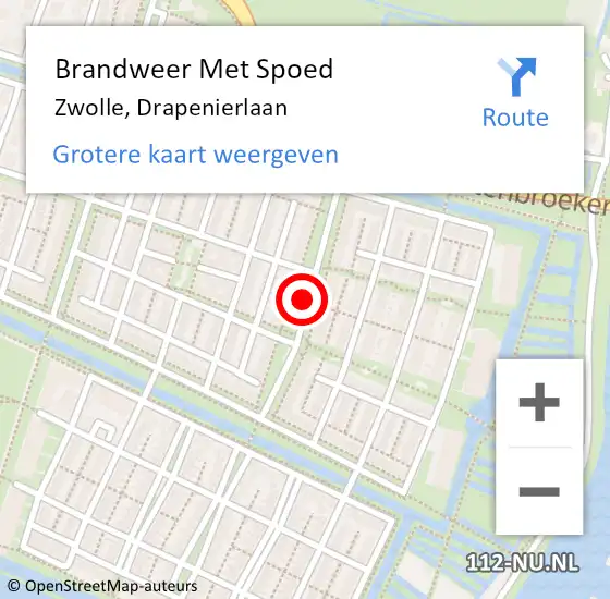 Locatie op kaart van de 112 melding: Brandweer Met Spoed Naar Zwolle, Drapenierlaan op 17 juni 2020 20:10