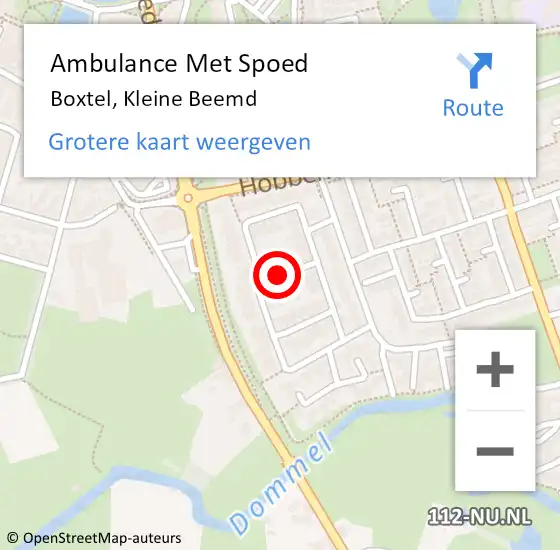 Locatie op kaart van de 112 melding: Ambulance Met Spoed Naar Boxtel, Kleine Beemd op 17 juni 2020 20:13