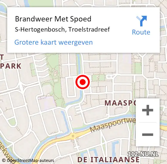 Locatie op kaart van de 112 melding: Brandweer Met Spoed Naar S-Hertogenbosch, Troelstradreef op 17 juni 2020 20:25