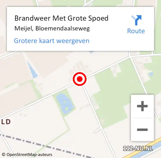 Locatie op kaart van de 112 melding: Brandweer Met Grote Spoed Naar Meijel, Bloemendaalseweg op 17 juni 2020 20:30