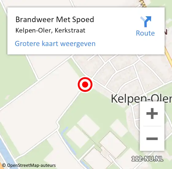 Locatie op kaart van de 112 melding: Brandweer Met Spoed Naar Kelpen-Oler, Kerkstraat op 17 juni 2020 20:40