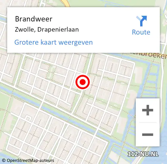 Locatie op kaart van de 112 melding: Brandweer Zwolle, Drapenierlaan op 17 juni 2020 20:58