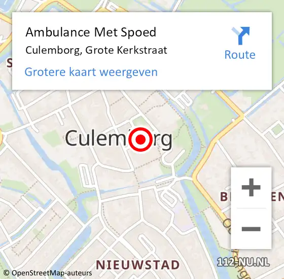 Locatie op kaart van de 112 melding: Ambulance Met Spoed Naar Culemborg, Grote Kerkstraat op 17 juni 2020 21:45