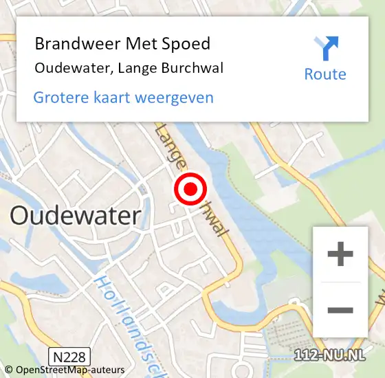 Locatie op kaart van de 112 melding: Brandweer Met Spoed Naar Oudewater, Lange Burchwal op 17 juni 2020 21:57