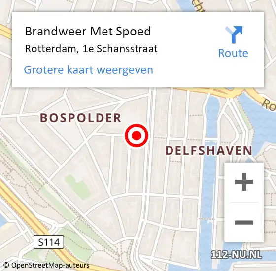 Locatie op kaart van de 112 melding: Brandweer Met Spoed Naar Rotterdam, 1e Schansstraat op 17 juni 2020 22:01