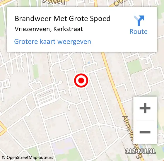 Locatie op kaart van de 112 melding: Brandweer Met Grote Spoed Naar Vriezenveen, Kerkstraat op 17 juni 2020 23:03