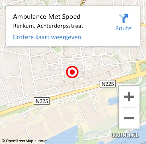 Locatie op kaart van de 112 melding: Ambulance Met Spoed Naar Renkum, Achterdorpsstraat op 17 juni 2020 23:18