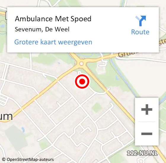 Locatie op kaart van de 112 melding: Ambulance Met Spoed Naar Sevenum, De Weel op 9 mei 2014 20:04