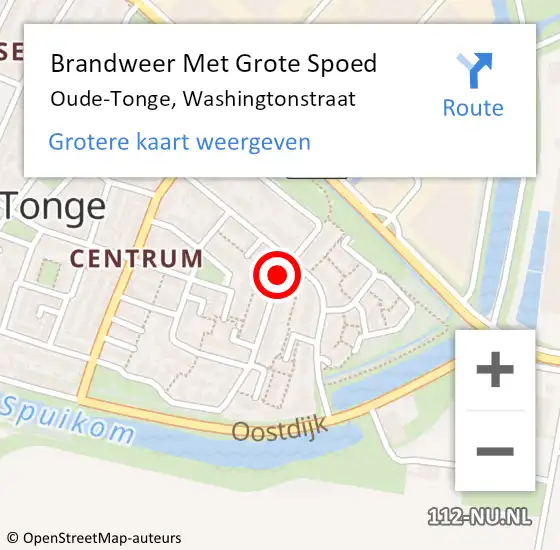 Locatie op kaart van de 112 melding: Brandweer Met Grote Spoed Naar Oude-Tonge, Washingtonstraat op 18 juni 2020 00:19