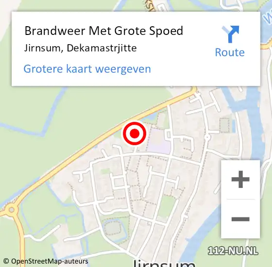 Locatie op kaart van de 112 melding: Brandweer Met Grote Spoed Naar Jirnsum, Dekamastrjitte op 9 mei 2014 20:17