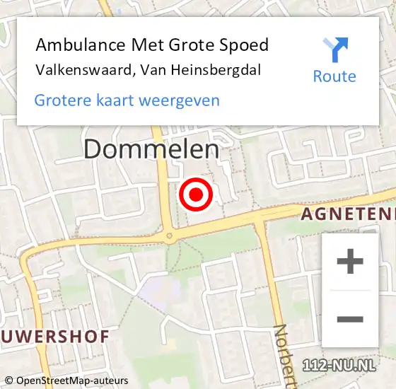 Locatie op kaart van de 112 melding: Ambulance Met Grote Spoed Naar Valkenswaard, Van Heinsbergdal op 18 juni 2020 08:02