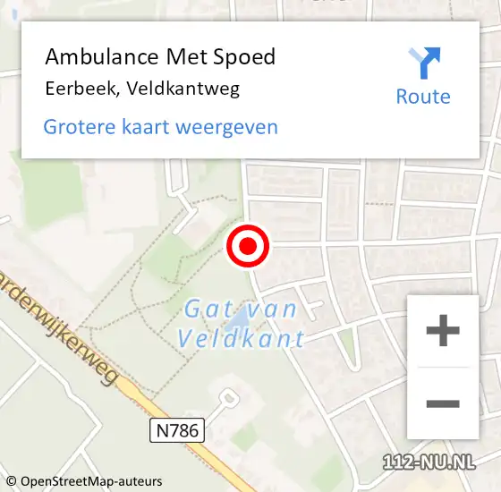 Locatie op kaart van de 112 melding: Ambulance Met Spoed Naar Eerbeek, Veldkantweg op 18 juni 2020 08:41