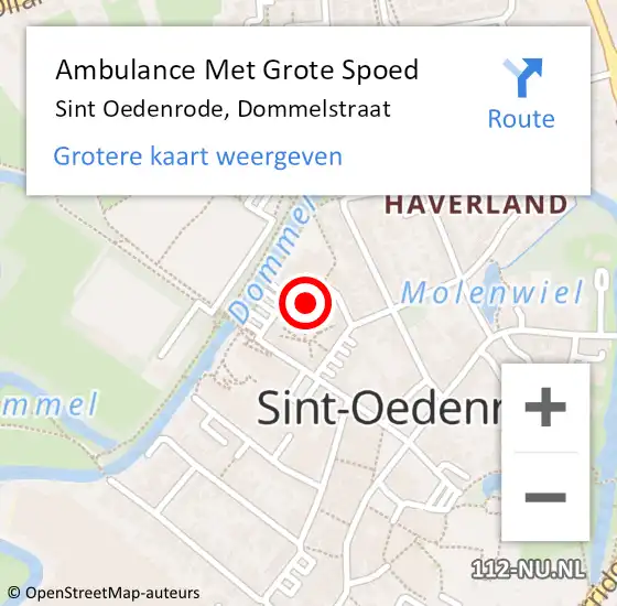 Locatie op kaart van de 112 melding: Ambulance Met Grote Spoed Naar Sint Oedenrode, Dommelstraat op 18 juni 2020 09:14