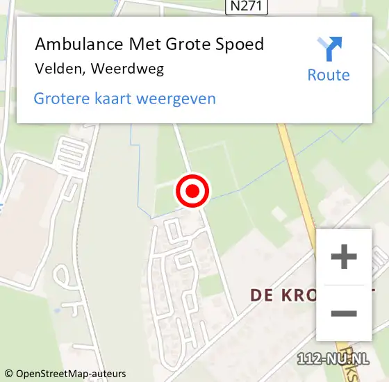 Locatie op kaart van de 112 melding: Ambulance Met Grote Spoed Naar Velden, Weerdweg op 18 juni 2020 11:42