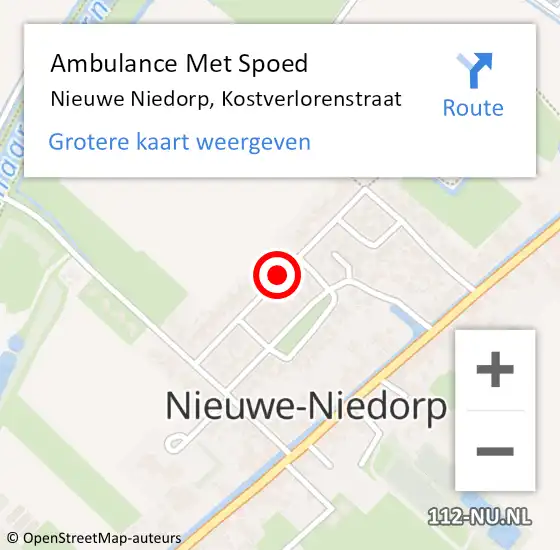 Locatie op kaart van de 112 melding: Ambulance Met Spoed Naar Nieuwe Niedorp, Kostverlorenstraat op 18 juni 2020 12:01