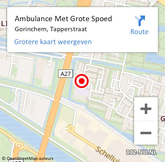 Locatie op kaart van de 112 melding: Ambulance Met Grote Spoed Naar Gorinchem, Tapperstraat op 18 juni 2020 14:33