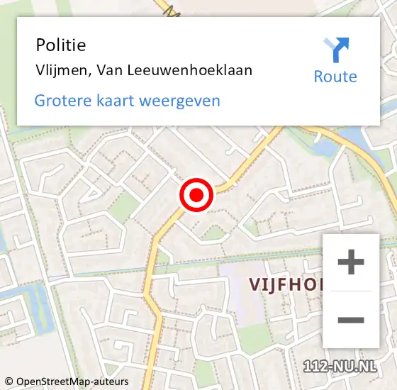 Locatie op kaart van de 112 melding: Politie Vlijmen, Van Leeuwenhoeklaan op 18 juni 2020 14:41