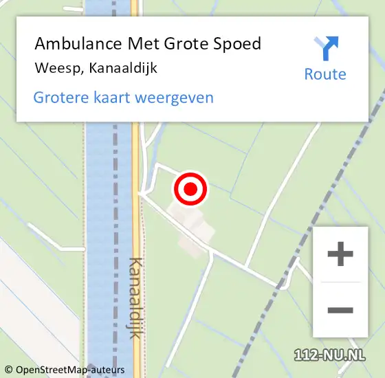 Locatie op kaart van de 112 melding: Ambulance Met Grote Spoed Naar Weesp, Kanaaldijk op 18 juni 2020 15:02