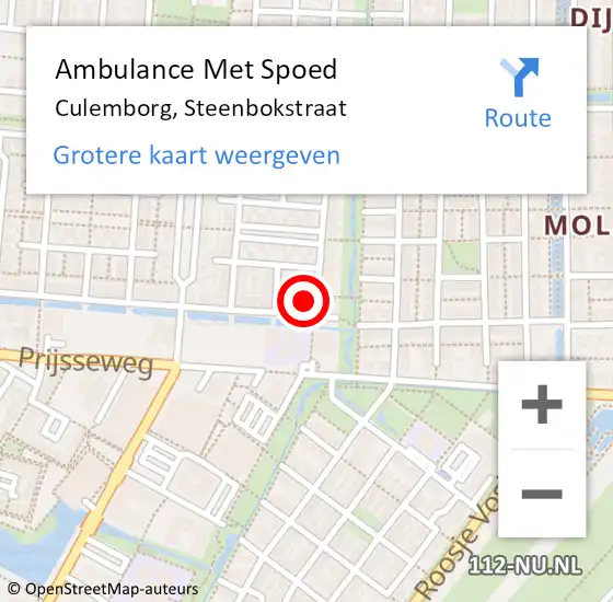 Locatie op kaart van de 112 melding: Ambulance Met Spoed Naar Culemborg, Steenbokstraat op 9 mei 2014 21:03