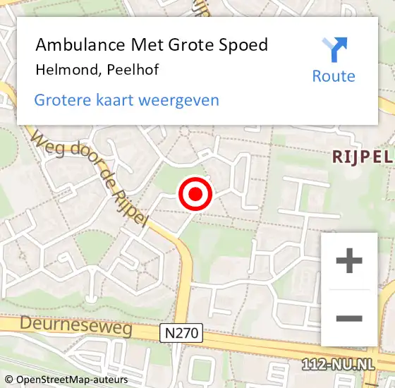 Locatie op kaart van de 112 melding: Ambulance Met Grote Spoed Naar Helmond, Peelhof op 18 juni 2020 15:16