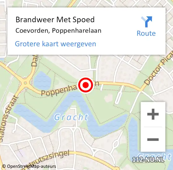 Locatie op kaart van de 112 melding: Brandweer Met Spoed Naar Coevorden, Poppenharelaan op 18 juni 2020 15:44