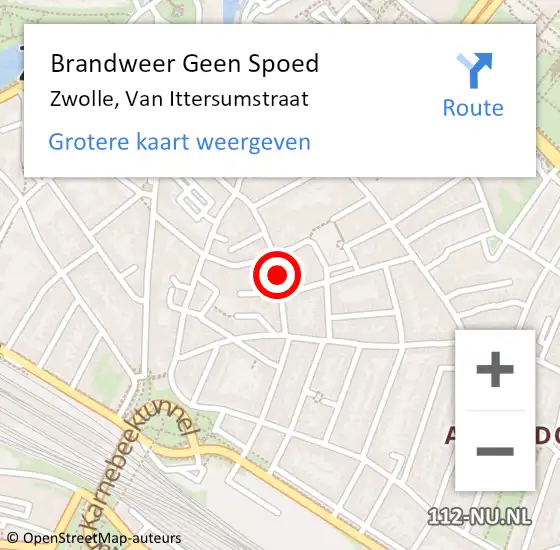 Locatie op kaart van de 112 melding: Brandweer Geen Spoed Naar Zwolle, Van Ittersumstraat op 18 juni 2020 15:56