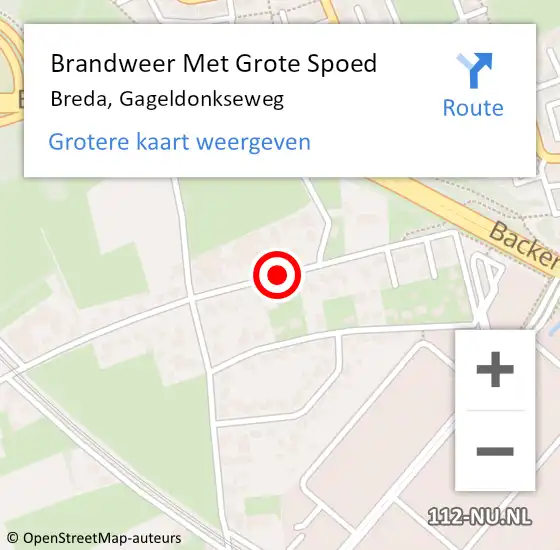 Locatie op kaart van de 112 melding: Brandweer Met Grote Spoed Naar Breda, Gageldonkseweg op 18 juni 2020 16:11