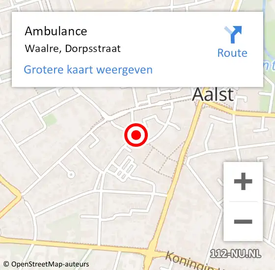 Locatie op kaart van de 112 melding: Ambulance Waalre, Dorpsstraat op 18 juni 2020 16:29