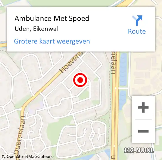 Locatie op kaart van de 112 melding: Ambulance Met Spoed Naar Uden, Eikenwal op 18 juni 2020 17:53