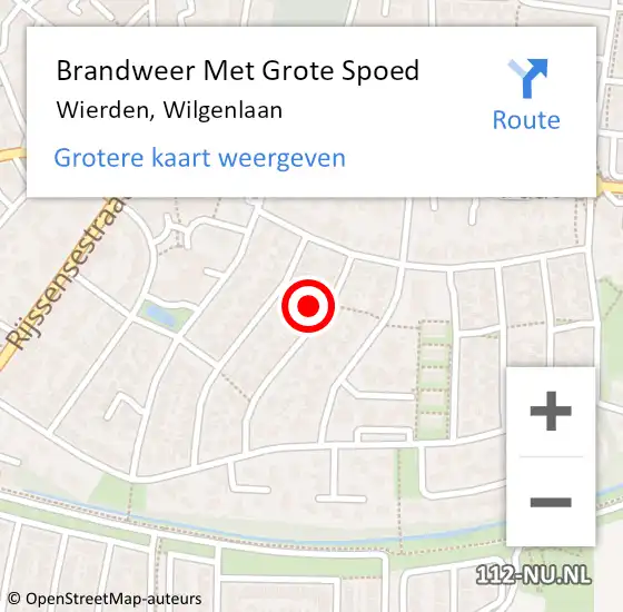 Locatie op kaart van de 112 melding: Brandweer Met Grote Spoed Naar Wierden, Wilgenlaan op 9 mei 2014 21:27