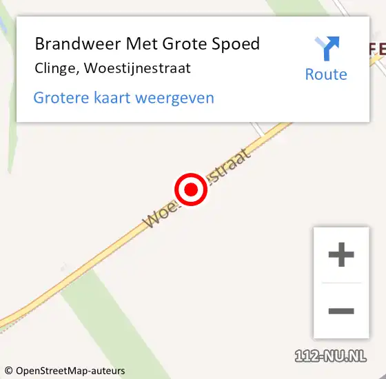 Locatie op kaart van de 112 melding: Brandweer Met Grote Spoed Naar Clinge, Woestijnestraat op 18 juni 2020 19:54