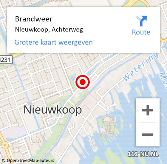 Locatie op kaart van de 112 melding: Brandweer Nieuwkoop, Achterweg op 18 juni 2020 19:57