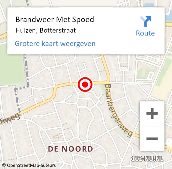 Locatie op kaart van de 112 melding: Brandweer Met Spoed Naar Huizen, Botterstraat op 18 juni 2020 20:05