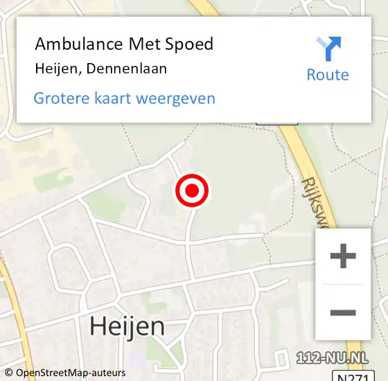 Locatie op kaart van de 112 melding: Ambulance Met Spoed Naar Heijen, Dennenlaan op 18 juni 2020 20:09