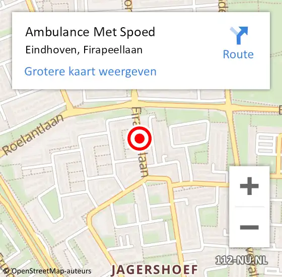 Locatie op kaart van de 112 melding: Ambulance Met Spoed Naar Eindhoven, Firapeellaan op 18 juni 2020 20:20